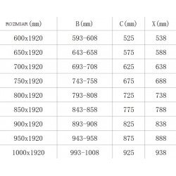 Mexen Pretoria  Usa dus batanta 80 cm, transparent,  negru - 852-080-000-70-00