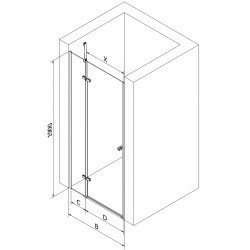 Mexen Roma  Usa dus batanta 90 cm, transparent, chrom - 854-090-000-01-00