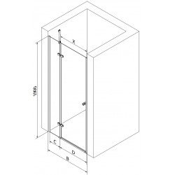 Mexen Roma  Usa dus batanta 110 cm, transparent,  auriu  - 854-110-000-50-00