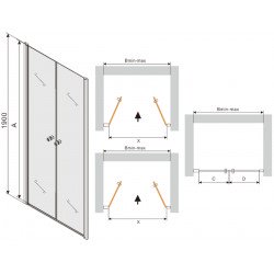 Mexen Texas  Usa dus batanta 70 cm, transparent, chrom - 880-070-000-01-00