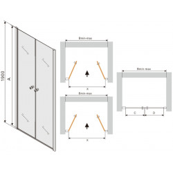 Mexen Texas  Usa dus batanta 80 cm, transparent, chrom - 880-080-000-01-00
