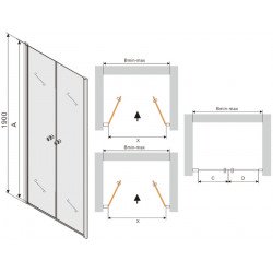 Mexen Texas  Usa dus batanta 80 cm, transparent, chrom - 880-080-000-01-00