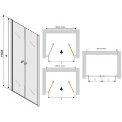 Mexen Texas  Usa dus batanta 100 cm, transparent, chrom - 880-100-000-01-00