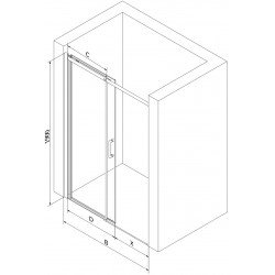 Mexen Omega  Usa dus culisanta  160 cm, transparent, chrom - 825-160-000-01-00