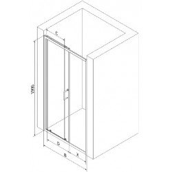 Mexen Apia  Usa dus culisanta  105 cm, transparent,  negru - 845-105-000-70-00