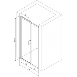 Mexen Apia  Usa dus culisanta  125 cm, transparent,  negru - 845-125-000-70-00