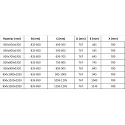 Mexen Pretoria Cabina de dus  Usa batanta  85 x 70 cm, transparent, chrom - 852-085-070-01-00