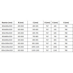 Mexen Pretoria Cabina de dus  Usa batanta  85 x 80 cm, transparent, chrom - 852-085-080-01-00