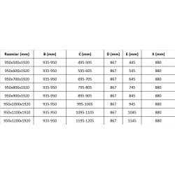 Mexen Pretoria Cabina de dus  Usa batanta  95 x 100 cm, transparent, chrom - 852-095-100-01-00