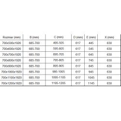 Mexen Pretoria Cabina de dus  Usa batanta  70 x 70 cm, transparent,  auriu  - 852-070-070-50-00