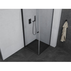 Mexen Pretoria Cabina de dus  Usa batanta  70 x 70 cm, transparent,  negru - 852-070-070-70-00