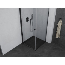Mexen Pretoria Cabina de dus  Usa batanta  90 x 90 cm, transparent,  negru - 852-090-090-70-00