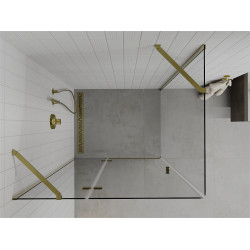 Mexen Roma Cabina de dus  Usa batanta  90 x 70 cm, transparent,  auriu  - 854-090-070-50-00