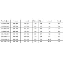 Mexen Roma Cabina de dus  Usa batanta  90 x 70 cm, transparent,  auriu  - 854-090-070-50-00