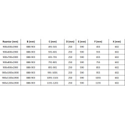 Mexen Roma Cabina de dus  Usa batanta  90 x 100 cm, transparent,  auriu  - 854-090-100-50-00
