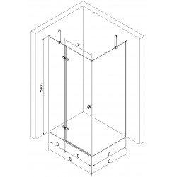 Mexen Roma Cabina de dus  Usa batanta  70 x 80 cm, grafit, chrom - 854-070-080-01-40