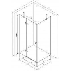 Mexen Roma Cabina de dus  Usa batanta  90 x 90 cm, grafit, chrom - 854-090-090-01-40