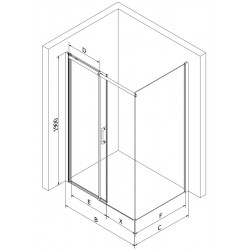 Mexen Omega Cabina de dus Usa culisanta   110 x 70 cm, transparent, auriu  - 825-110-070-50-00