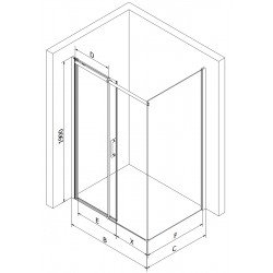 Mexen Omega Cabina de dus Usa culisanta   130 x 90 cm, transparent, auriu - 825-130-090-50-00