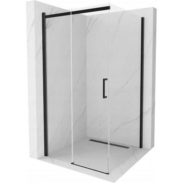 Mexen Omega Cabina de dus Usa culisanta   100 x 100 cm, transparent,  negru  - 825-100-100-70-00