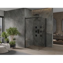 Mexen Omega Cabina de dus Usa culisanta   100 x 100 cm, transparent,  negru  - 825-100-100-70-00