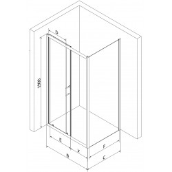 Mexen Apia Cabina de dus Usa culisanta   105 x 90 cm, pasy, chrom - 840-105-090-01-20