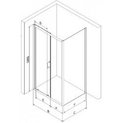 Mexen Apia Cabina de dus Usa culisanta   130 x 70 cm, transparent,  negru  - 840-130-070-70-00