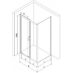 Mexen Apia Cabina de dus Usa culisanta   130 x 70 cm, transparent,  negru  - 840-130-070-70-00