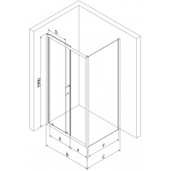 Mexen Apia Cabina de dus Usa culisanta   135 x 80 cm, transparent,  negru  - 840-135-080-70-00