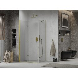 Mexen Lima  Cabina de dus Usa plianta 90 x 80 cm, transparent, auriu  - 856-090-080-50-00