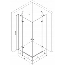 Mexen Roma Duo  Cabina de  dus Usa batanta  120 x 120 cm, transparent, chrom - 854-120-120-02-00