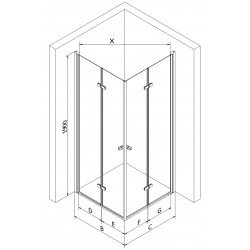 Mexen Lima Duo  Cabina de  dus Usa plianta  80 x 70 cm, transparent, chrom - 856-080-070-02-00