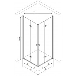 Mexen Lima Duo  Cabina de  dus Usa plianta  90 x 80 cm, transparent, chrom - 856-090-080-02-00