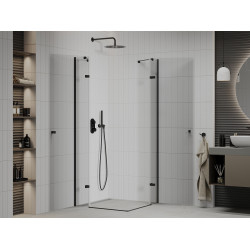 Mexen Roma Duo  Cabina de  dus Usa batanta  80 x 80 cm, transparent,  negru  - 854-080-080-70-00-02