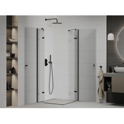 Mexen Roma Duo  Cabina de  dus Usa batanta  80 x 80 cm, transparent,  negru  - 854-080-080-70-00-02