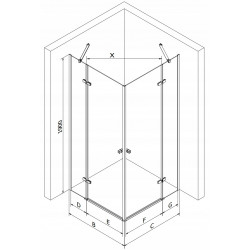Mexen Roma Duo  Cabina de  dus Usa batanta  100 x 100 cm, transparent,  negru  - 854-100-100-70-00-02