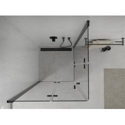 Mexen Lima Duo  Cabina de  dus Usa plianta  80 x 80 cm, transparent,  negru  - 856-080-080-70-00-02