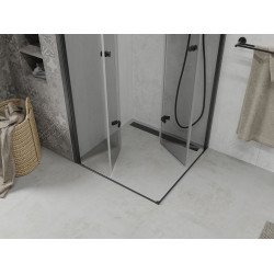 Mexen Lima Duo  Cabina de  dus Usa plianta  100 x 100 cm, transparent,  negru  - 856-100-100-70-00-02