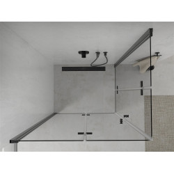Mexen Lima Duo  Cabina de  dus Usa plianta  90 x 80 cm, transparent,  negru  - 856-090-080-70-00-02