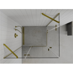 Mexen Roma Duo  Cabina de  dus Usa batanta  80 x 70 cm, transparent,  Auriu  - 854-080-070-50-00-02