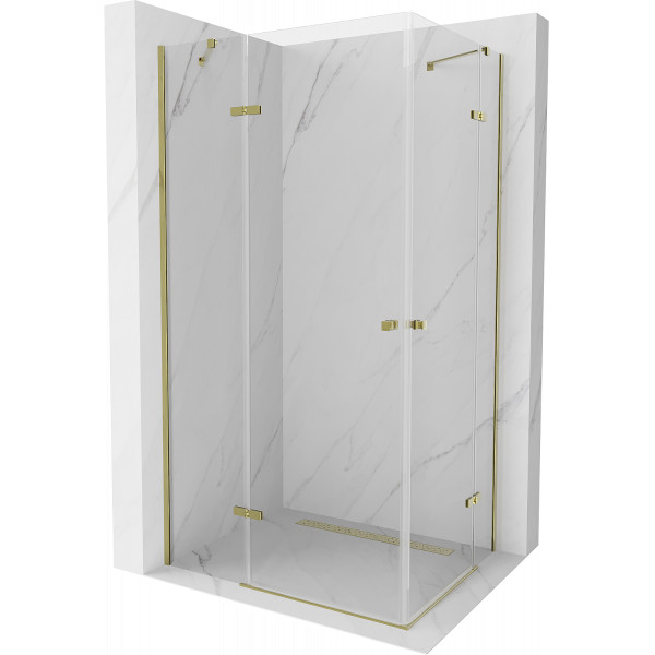 Mexen Roma Duo  Cabina de  dus Usa batanta  90 x 80 cm, transparent,  Auriu  - 854-090-080-50-00-02
