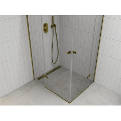 Mexen Roma Duo  Cabina de  dus Usa batanta  90 x 80 cm, transparent,  Auriu  - 854-090-080-50-00-02
