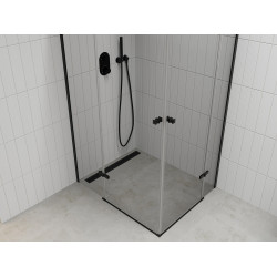 Mexen Roma Duo  Cabina de  dus Usa batanta  80 x 70 cm, transparent,  negru  - 854-080-070-70-00-02
