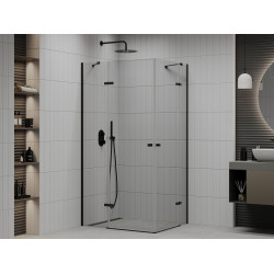 Mexen Roma Duo  Cabina de  dus Usa batanta  80 x 70 cm, transparent,  negru  - 854-080-070-70-00-02