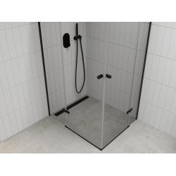 Mexen Roma Duo  Cabina de  dus Usa batanta  80 x 70 cm, transparent,  negru  - 854-080-070-70-00-02