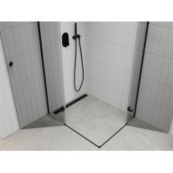 Mexen Roma Duo  Cabina de  dus Usa batanta  80 x 70 cm, transparent,  negru  - 854-080-070-70-00-02