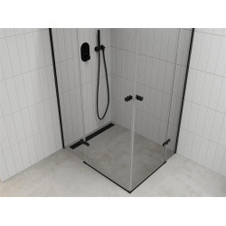 Mexen Roma Duo  Cabina de  dus Usa batanta  90 x 80 cm, transparent,  negru  - 854-090-080-70-00-02