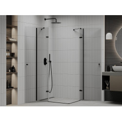 Mexen Roma Duo  Cabina de  dus Usa batanta  90 x 80 cm, transparent,  negru  - 854-090-080-70-00-02
