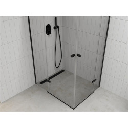 Mexen Roma Duo  Cabina de  dus Usa batanta  100 x 90 cm, transparent,  negru  - 854-100-090-70-00-02