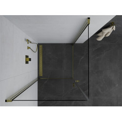 Mexen Pretoria Duo  Cabina de  dus Usa batanta  80 x 80 cm, transparent,  Auriu  - 852-080-080-50-00-02
